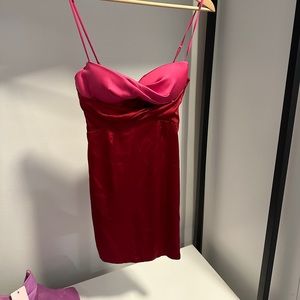 Mini pink and red satin dress